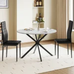 Folding Dining Table and Chairs Set of 2/4,Round Drop Leaf Table,Modern Dining Room Sets for Home,Kitchen,Apartment