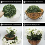 UK 2 Set Artificial Outdoor Geraniums Flowers with Brown Basket, Artificial Hanging Flowers Plant, 12 Pcs Geraniums Flowers for - Image 3