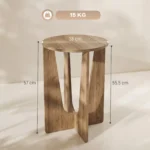 Round Side Table, Rustic End Table with Curved Legs Coffee - Image 2