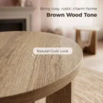 Round Side Table, Rustic End Table with Curved Legs Coffee - Image 4