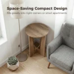 Round Side Table, Rustic End Table with Curved Legs Coffee - Image 5
