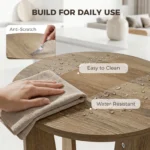 Round Side Table, Rustic End Table with Curved Legs Coffee - Image 6