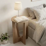 Round Side Table, Rustic End Table with Curved Legs Coffee - Image 7