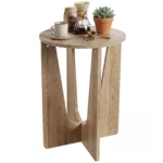 Round Side Table, Rustic End Table with Curved Legs Coffee - Image 9