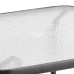 80cm Square Tempered Glass Patio Table Black Metal Parasol Hole Garden Furniture - Image 4
