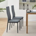 Dining Chairs Set of 4 Faux Leather Legs High Back Padded Seat Side Chair - Image 7