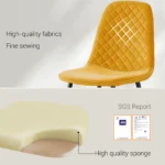Set of 4 Yellow Velvet/Suede/PU Dining Chairs Padded Seat Metal Legs Kitchen Home - Image 6