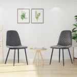 Set of 4 Grey Velvet/Suede/PU Dining Chairs Padded Seat Metal Legs Kitchen Home - Image 2