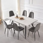 Set of 4 Grey Velvet/Suede/PU Dining Chairs Padded Seat Metal Legs Kitchen Home - Image 6