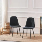 Set of 4 Black Velvet/Suede/PU Dining Chairs Padded Seat Metal Legs Kitchen Home - Image 3