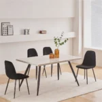 Set of 4 Black Velvet/Suede/PU Dining Chairs Padded Seat Metal Legs Kitchen Home