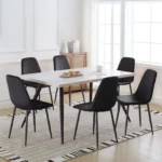 Set of 4 Black Velvet/Suede/PU Dining Chairs Padded Seat Metal Legs Kitchen Home - Image 7