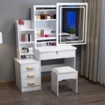 Dressing Table With Drawers Mirror Stool Set Makeup Desk Vanity Table Bedroom - Image 2