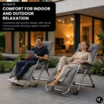 Garden Zero Gravity Foldable Reclining Chair / Sun Lounger with Cushion & Pillow - Image 2