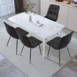 4× Dining Chairs Set Velvet Padded Seat Metal Leg Kitchen ArmChairs Office Mafog - Image 3