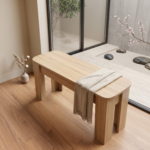 Oira Homes Oak Effect Dining Table Set with 4 Black Velvet Chairs and Oak Bench Dining Table set For 6 - Image 3