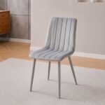 Oira Homes Grey Velvet Dining Chairs Set of 2 Modern 2 Grey Kursi Chair Set Dining Room Furniture - Image 3