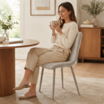 Oira Homes Grey Velvet Dining Chairs Set of 2 Modern 2 Grey Kursi Chair Set Dining Room Furniture - Image 7