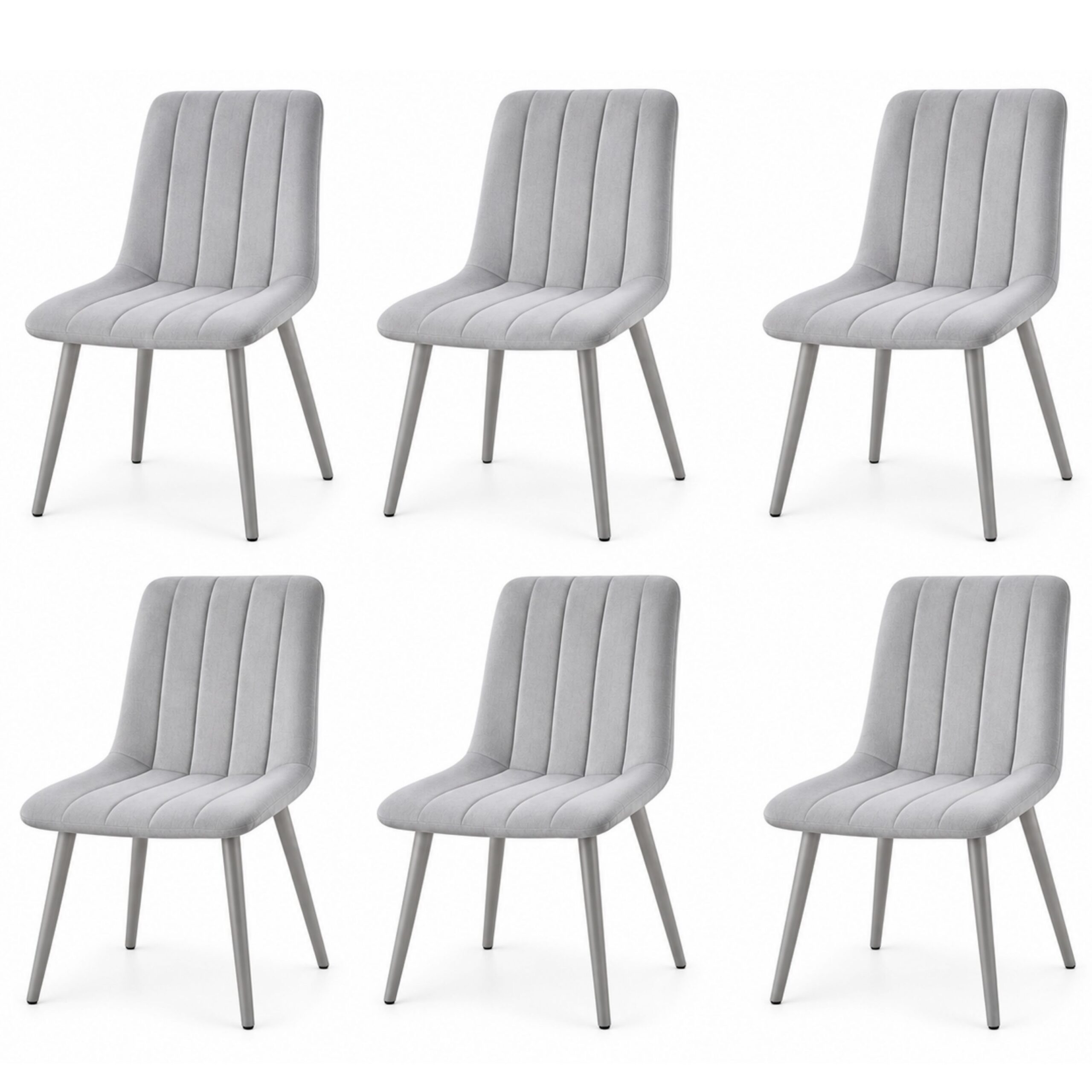 19 Oira Homes Grey Velvet Dining Chairs Set of 6 Modern 6 Grey Kursi Chairs Set Dining Room Furniture - Image 1