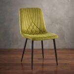 Modern Olive Green Milo Velvet Dining Chairs Modern Diamond Ribbed Kitchen Dining Chairs Set of 2 - Image 3