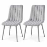 Oira Homes Grey Velvet Dining Chairs Set of 2 Modern 2 Grey Kursi Chair Set Dining Room Furniture