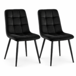 Oira Homes Black Nova Velvet Dining Chairs Set of 2 Modern Tufted Kitchen Dining Chairs Dining Room Furniture