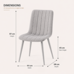Oira Homes Grey Velvet Dining Chairs Set of 2 Modern 2 Grey Kursi Chair Set Dining Room Furniture - Image 4