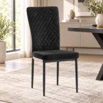 Oira Homes Arrow Grey Dining Table Set with 4 Black Velvet Chairs – 4 Seater - Image 3