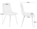 Oira Homes Arrow Grey Dining Table Set with 4 Black Velvet Chairs – 4 Seater - Image 4